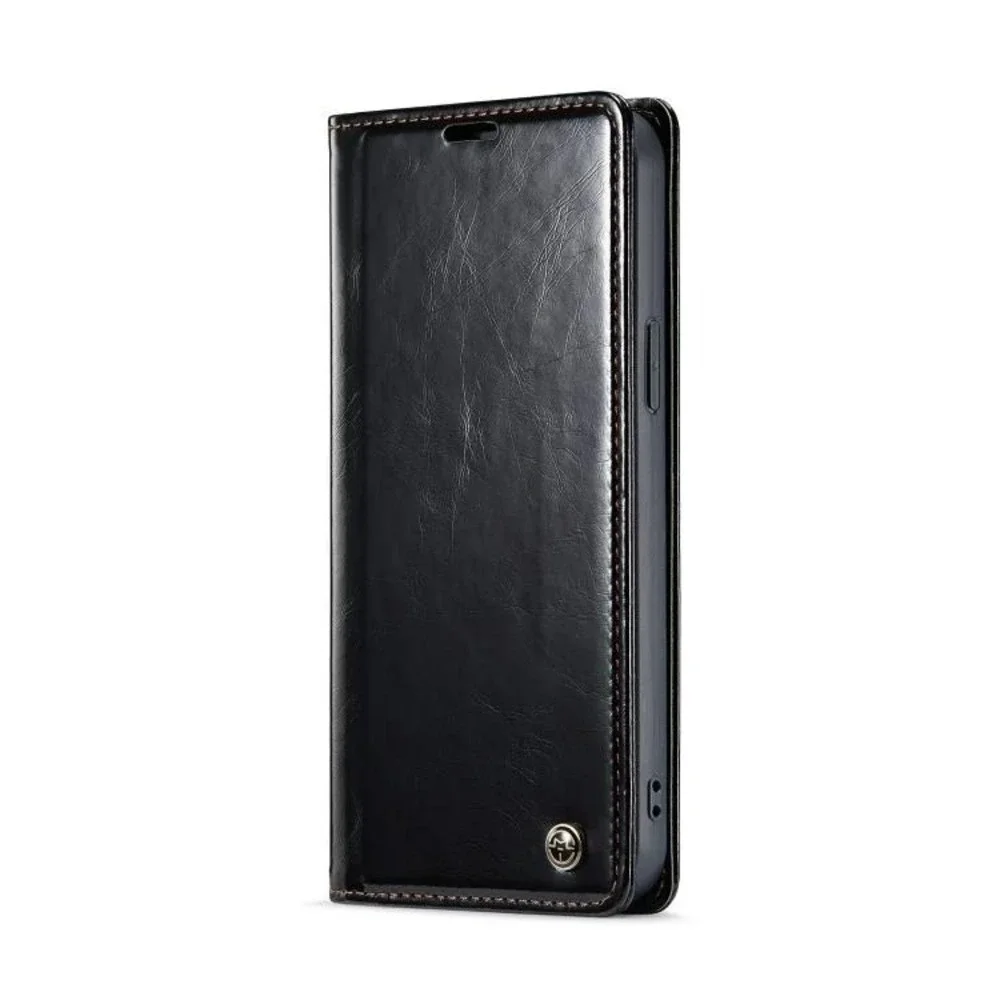 CaseMe Black iPhone 15 Pro Max Soft PU Leather Flip Wallet Case with 2 Credit Ca